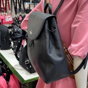 Kate Spade Leila Large Flap Backpack Black